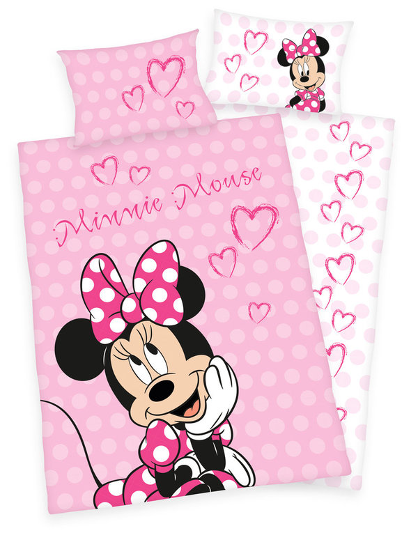 Disney´s Minnie Mouse Flanell Bettwäsche 40x60 + 100x135cm