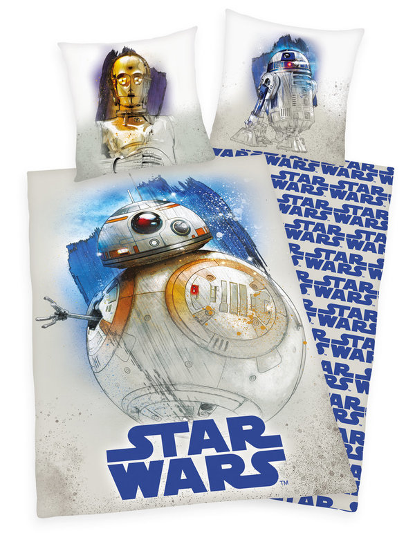 Disney`s Star Wars Bettwäsche C3PO R2D2 BB8 80x80 + 135x200 cm