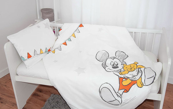 Disney`s Mickey Mouse Flanell Bettwäsche 40x60 + 100x135 cm