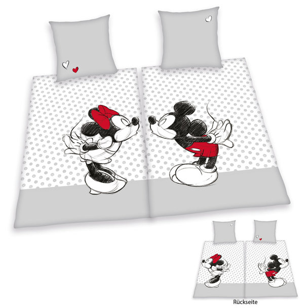 Disneys Mickey & Minnie Partnerbettwäsche 80x80 135x200cm Doppelpack