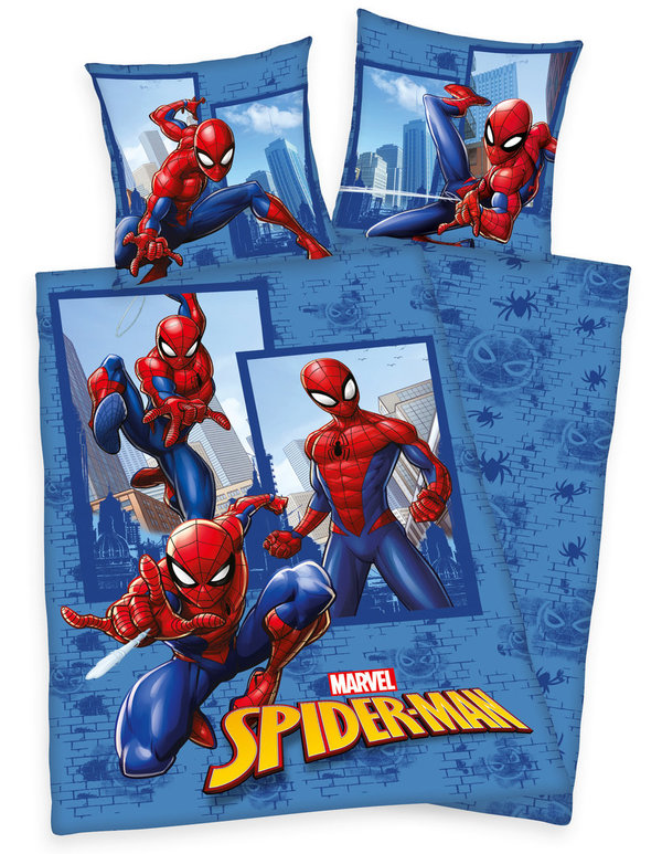 Marvel Spiderman Bettwäsche 80x80 + 135x200 cm