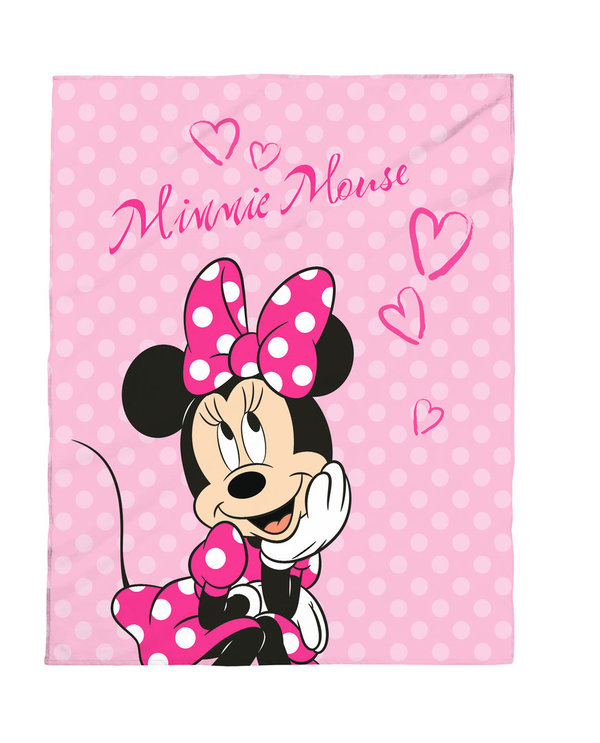 Disney Minnie Mouse Flanell Flauschdecke, Kuscheldecke 130x160cm