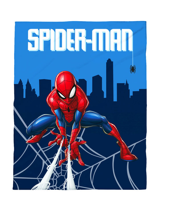 Marvel Spiderman Flanell Flauschdecke, Kuscheldecke 130x160cm